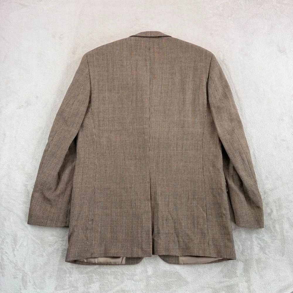 Vintage Ralph Lauren Blazer Sport Coat Men 42L Brown 100% Wool Houndstooth